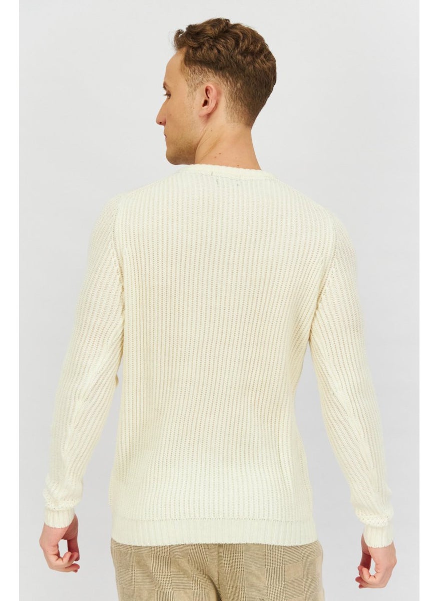 Sorbino Men Crew Neck Plain Sweater, Off White  - Image 2
