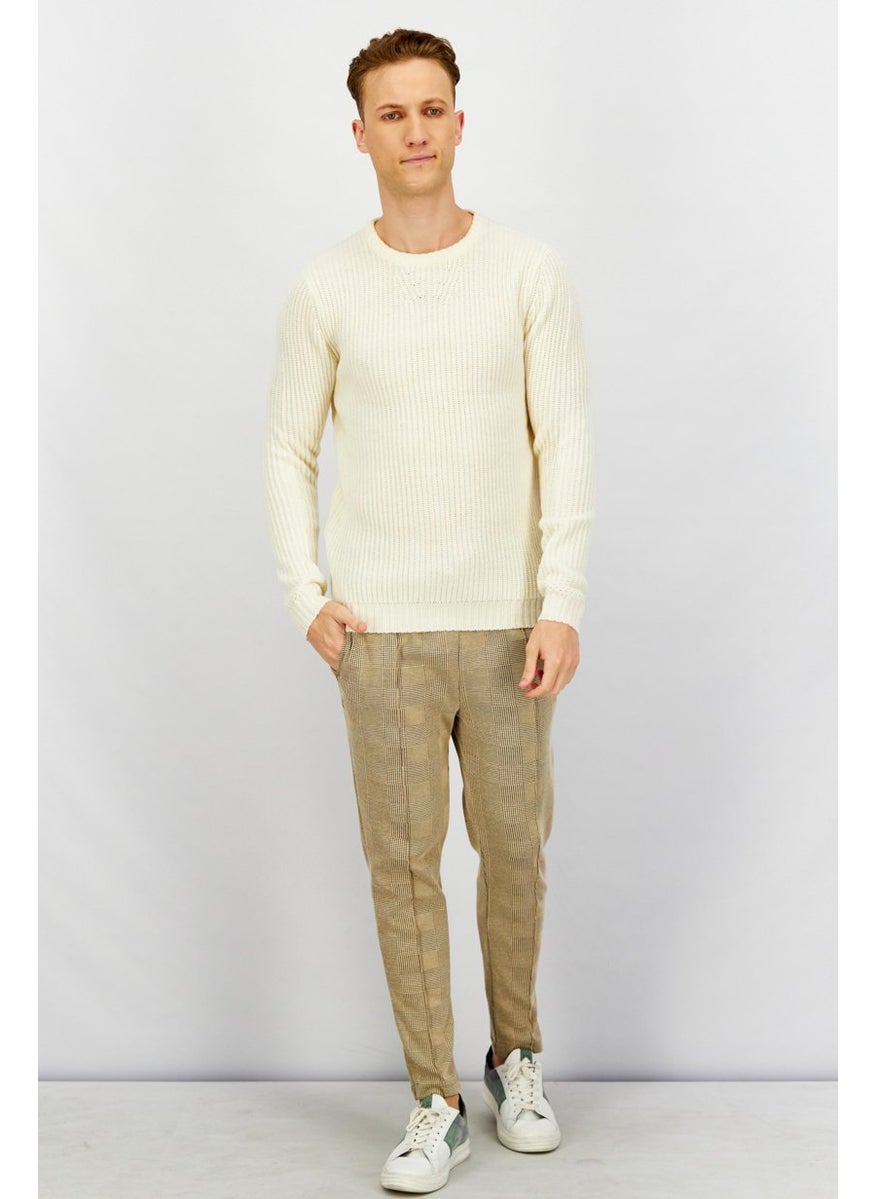 Sorbino Men Crew Neck Plain Sweater, Off White  - Image 4