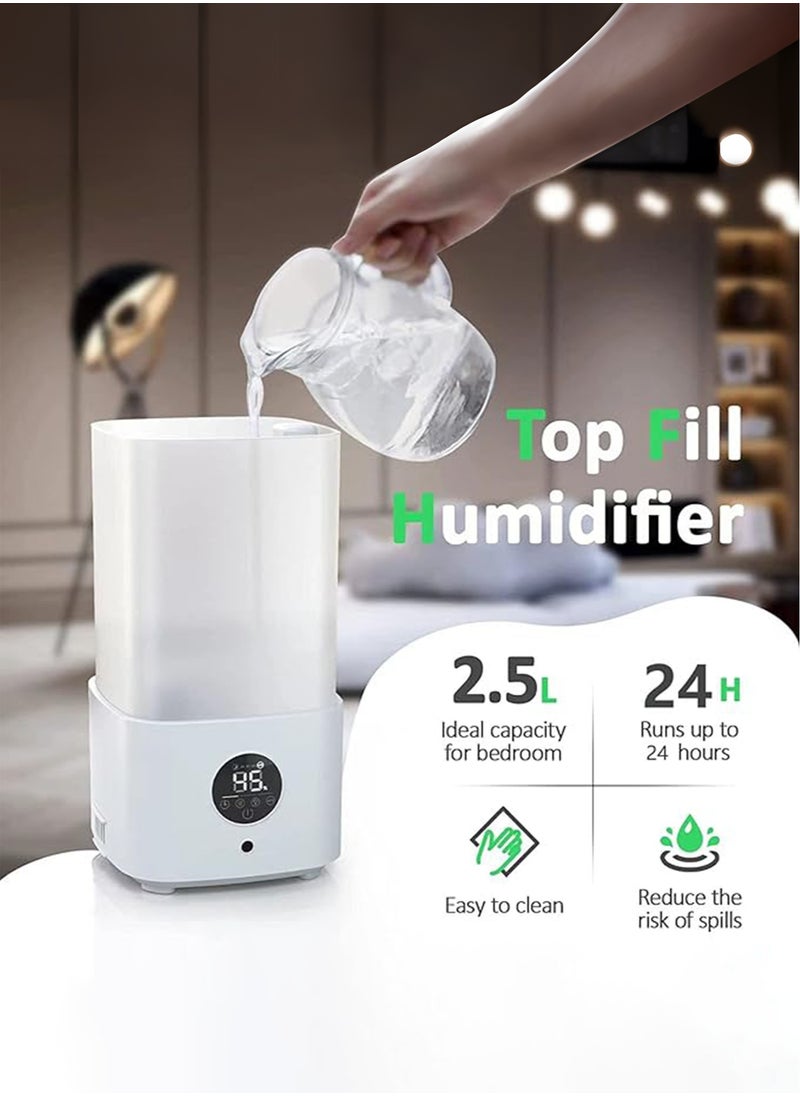 Air Humidifier for Bedroom 2.5L, Top Fill Ultrasonic Cool Mist Essential Oil Diffuser For Baby, Plants, Auto Humidity, 7-Color Light, Remote Control, BPA Free, Auto Shut Off, Easy Clean - pzsku/Z6665A559FA99314D3793Z/45/_/1718540681/4c36f476-5254-4701-a757-6195ff2c504c