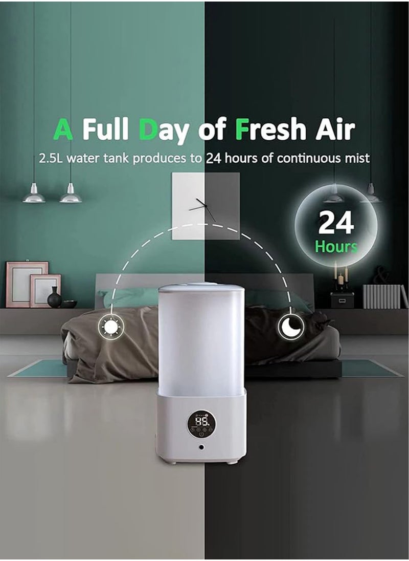 Air Humidifier for Bedroom 2.5L, Top Fill Ultrasonic Cool Mist Essential Oil Diffuser For Baby, Plants, Auto Humidity, 7-Color Light, Remote Control, BPA Free, Auto Shut Off, Easy Clean - pzsku/Z6665A559FA99314D3793Z/45/_/1718540731/023b33b8-f96c-4af1-83da-b21ff954a67e