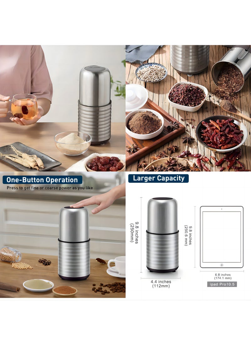 SYOSI Coffee Grinder, Spice Grinder, Electric Herb Grinder with Large Size 200g Removable Cup,  Fast Espresso Grinder with 304 Stainless Steel Removable Bowl for Spices, Pollen, Herb, Seeds, Bean - Image 5