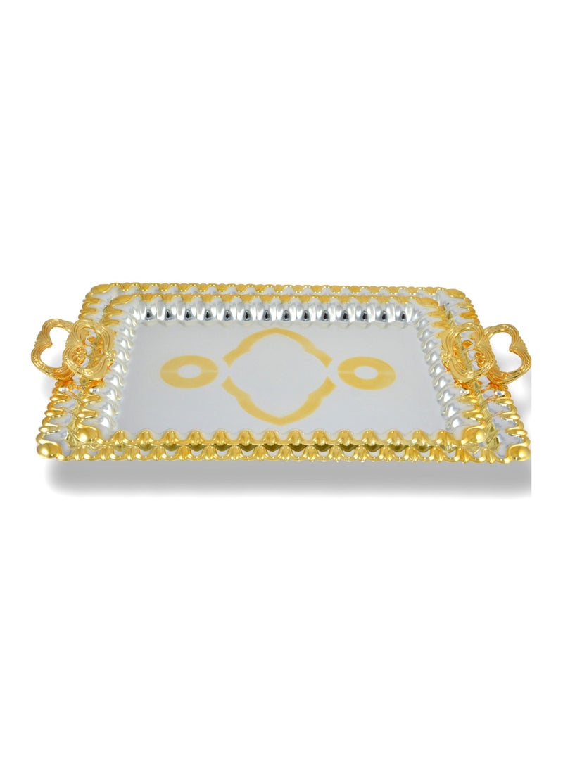 Homemaker 2-Piece Rectangular Luxury Serving Tray, Large 48cm x 34cm & Medium 41cm x 29cm, Steel, Silver & Gold  - Image 3