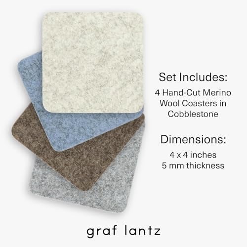 Graf Lantz - Bierfilzl Merino Wool Square Coasters Set of 4 - Cobblestone (4"x4"x5mm) - Absorbs 30% Weight, Natural German Wool - Heat Resistant, Sustainable, Reusable - Home Decor, Coffee Table Decor - Image 4