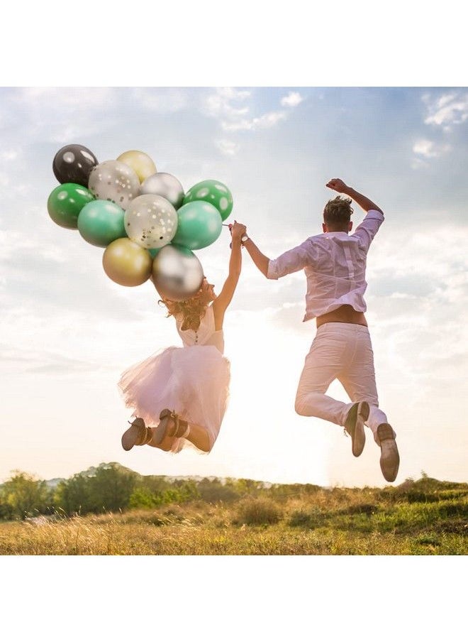 GAGAKU - 60Pcs Green Gold Silver Black Party Balloons Garland Arch Kitgagaku 12 Inches Chrome Metallic Helium Dark Green Balloons With Latex Gold Confetti Balloons For Wedding Baby Shower Party Decorations - Image 1