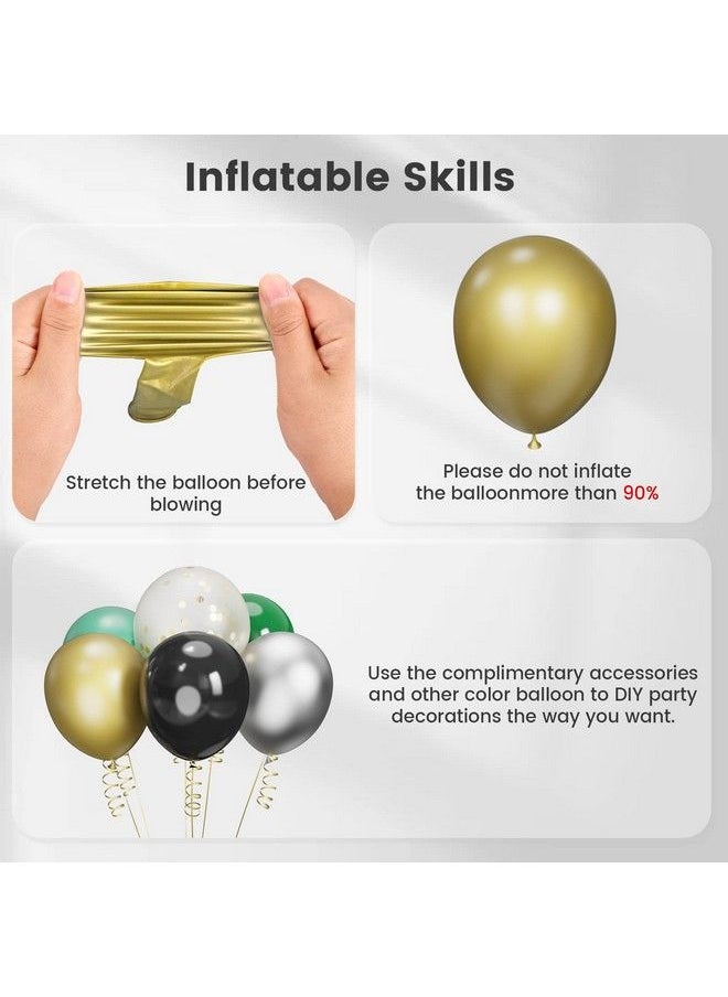 GAGAKU - 60Pcs Green Gold Silver Black Party Balloons Garland Arch Kitgagaku 12 Inches Chrome Metallic Helium Dark Green Balloons With Latex Gold Confetti Balloons For Wedding Baby Shower Party Decorations - Image 1