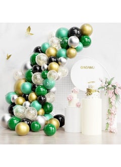 60Pcs Green Gold Silver Black Party Balloons Garland Arch Kitgagaku 12 Inches Chrome Metallic Helium Dark Green Balloons With Latex Gold Confetti Balloons For Wedding Baby Shower Party Decorations