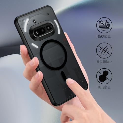 GUAGUA Polycarbonate For Nothing Phone 3A Case, [Compatible With Magsafe] Magnetic Anti-Scratch Translucent Matte Back Slim Shockproof Case Phone Cover,Black - Image 3