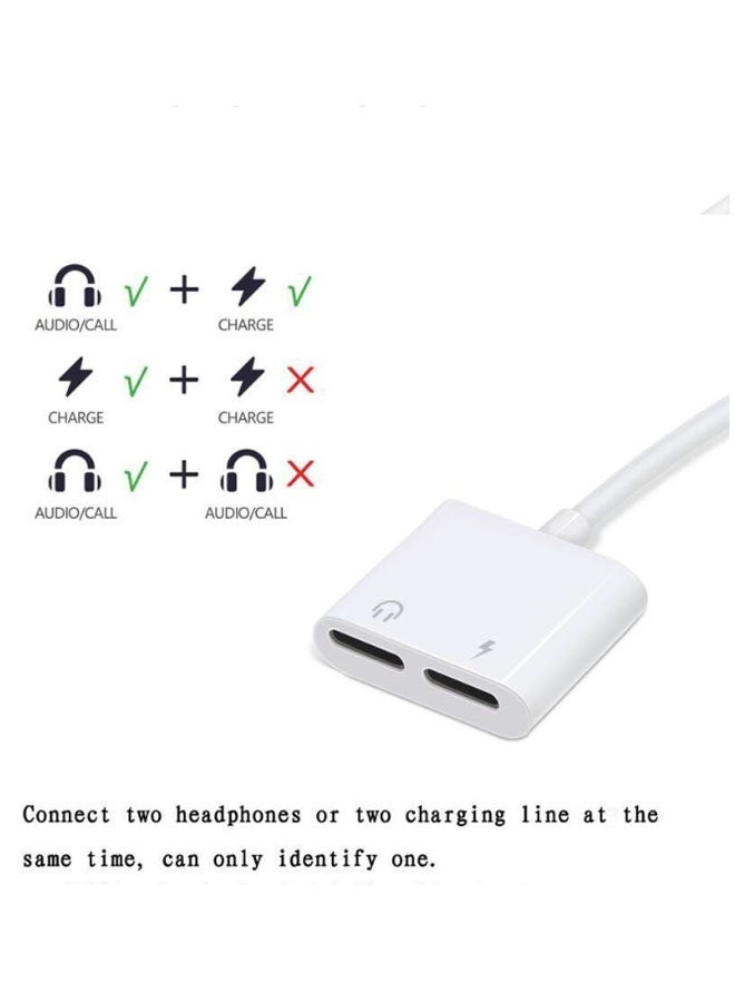 CF Aluminum Alloy Case - Suitable for iPhone X, iPhone 14, Xr, Xs, Dual Lightning Headphone Audio Adapter Cable, iOS 14 Audio Charging 2-in-1 Converter Extender (No Power Required), Charging Audio Sync Connector (Silver and Black) - Image 2