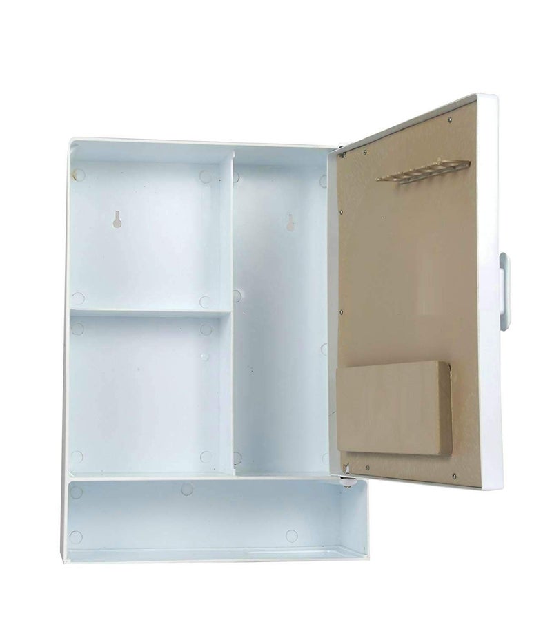 Epraiser Bathroom Cabinet with Mirror Door Open Shelf Toothbrush Holder Model Style 5 Shelves_White_14 Inch x 10 Inch x 4 Inch - Image 1