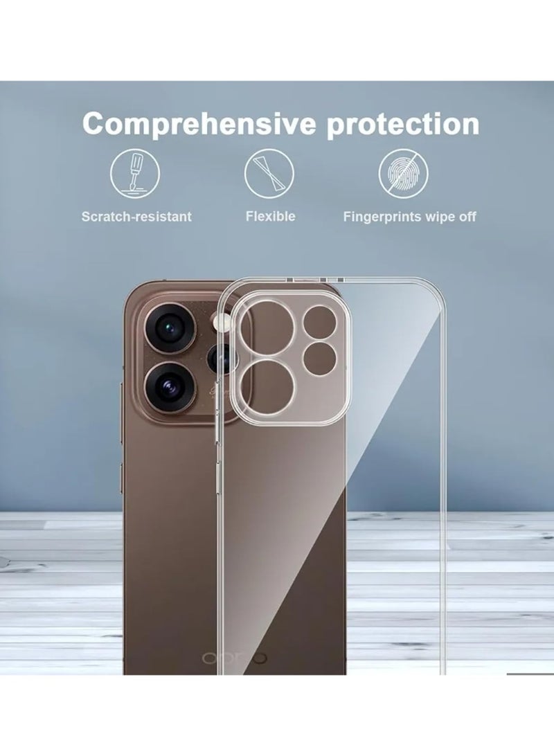 جراب متوافق مع Oppo Reno 15 Pro، جراب شفاف ومرن من مادة TPU (سيليكون ناعم) مقاوم للخدش ويوفر حماية للكاميرا - شفاف - Image 3