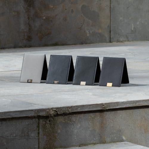 DUN Slim Minimalist Bifold Wallet with Coin Pocket, Luxury Genuine Leather, Holds up to 4 Cards & 10 Bills, Handmade in Europe - Black & Silver - Image 3