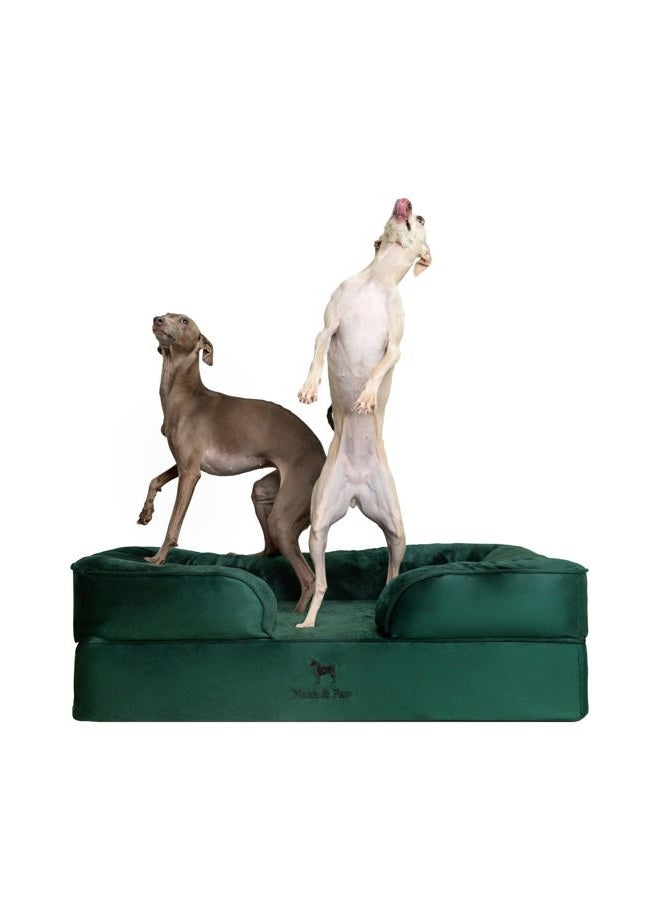 Large Dog Bed, 35x25x11 Inch, Orthopedic Dog Beds, Eggshell Memory Foam Infused with Cooling Gel, Inner Cover, Waterproof, Machine Washable (Velvet Sofa Collection)