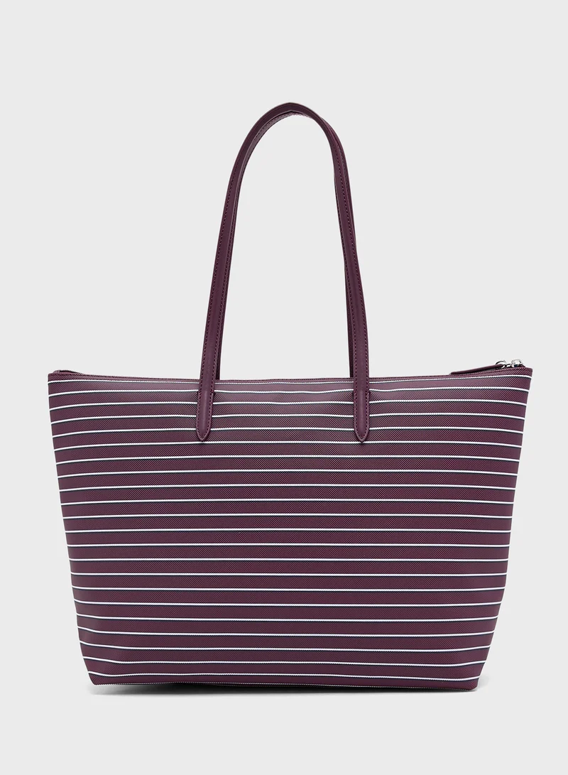 لاكوست Logo Striped Tote Bag