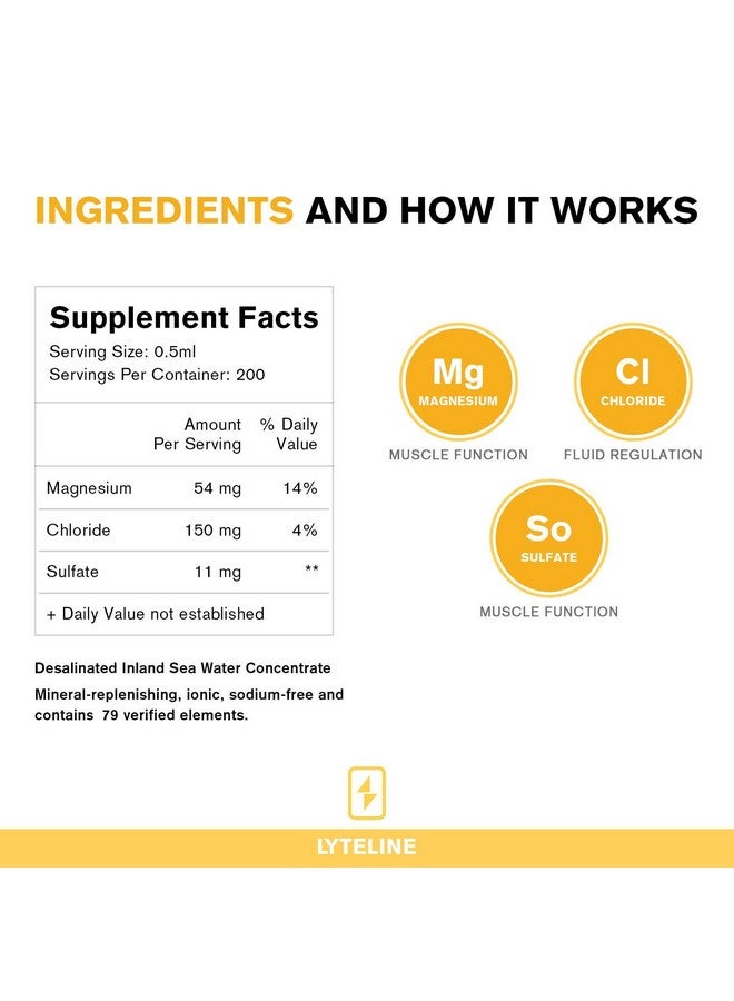 LyteLine Trace Mineral Drops by LyteTrace 100ml x 200 Servings - Max-Absorption Ionic Natural Sodium Free Trace Minerals Concentrate to Balance The Body's pH - Non-GMO, Vegan, Kosher, and Keto Friendly - Image 4