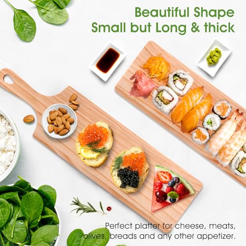 LorisArm Small Rubber Wood Cutting Board with handle, 16" X 4.5" Long Wooden Charcuterie Board for Bread, Meat, Fruits, Cheese Serving. - Image 2