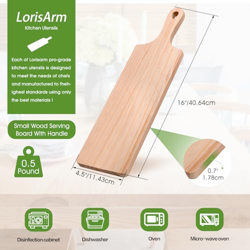 LorisArm Small Rubber Wood Cutting Board with handle, 16" X 4.5" Long Wooden Charcuterie Board for Bread, Meat, Fruits, Cheese Serving. - Image 5