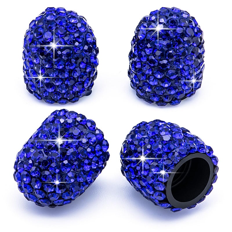MEAJOO 4PCS Bling Crystal Diamond Tire Stem Valve Caps Dustproof Car Wheel Tire Valve Caps Universal Tire Valve Stem Covers for Cars SUV Trucks Bikes Motorcycles Bicycles Blue - Image 3