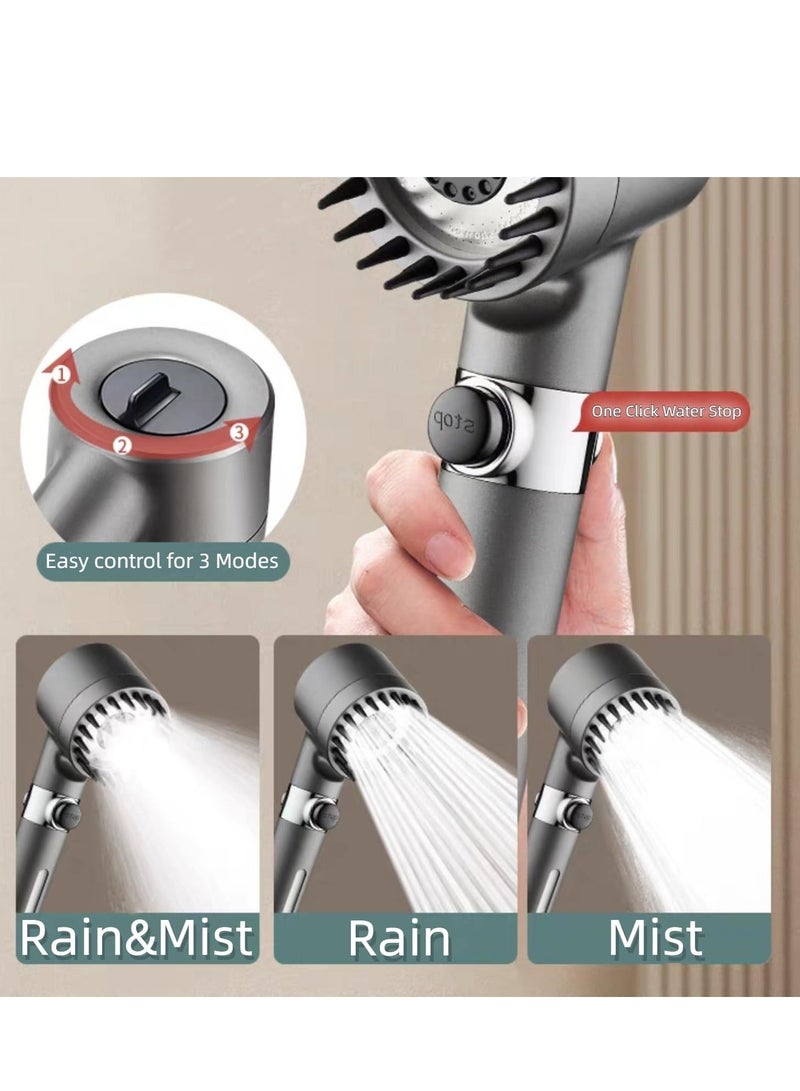 Shower Head, High Pressure Remove Chlorine and Impurities, with 3 Spray Modes, Massages Scalp to anti Hairfall Dry Skin, Grey - Image 5