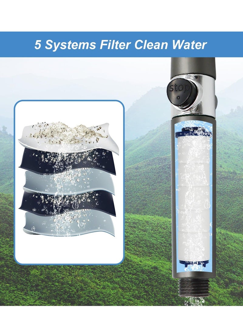 Shower Head, High Pressure Remove Chlorine and Impurities, with 3 Spray Modes, Massages Scalp to anti Hairfall Dry Skin, Grey - Image 4