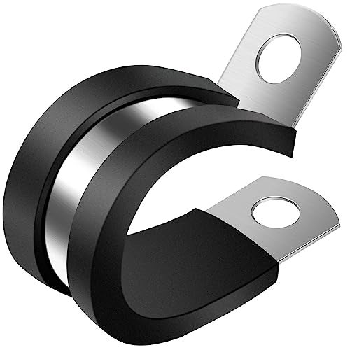 ZIPCCI 1/2 Inch Cable Clamp, 25 Pack Stainless Steel Wire Clamp, Rubber Metal Hose Clamps for Wire Line Clips, Pipe, Hose Bracket, Tube Holder (14mm) - Image 1
