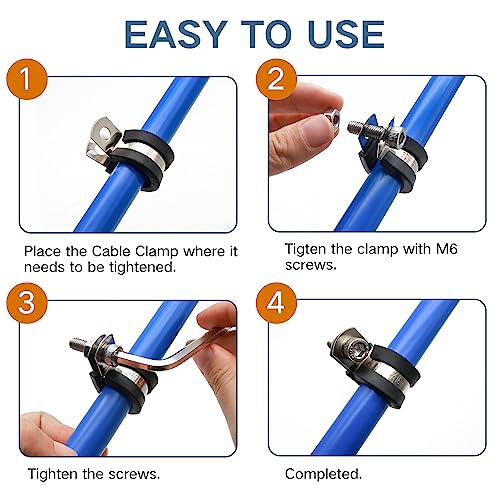ZIPCCI 1/2 Inch Cable Clamp, 25 Pack Stainless Steel Wire Clamp, Rubber Metal Hose Clamps for Wire Line Clips, Pipe, Hose Bracket, Tube Holder (14mm) - Image 3