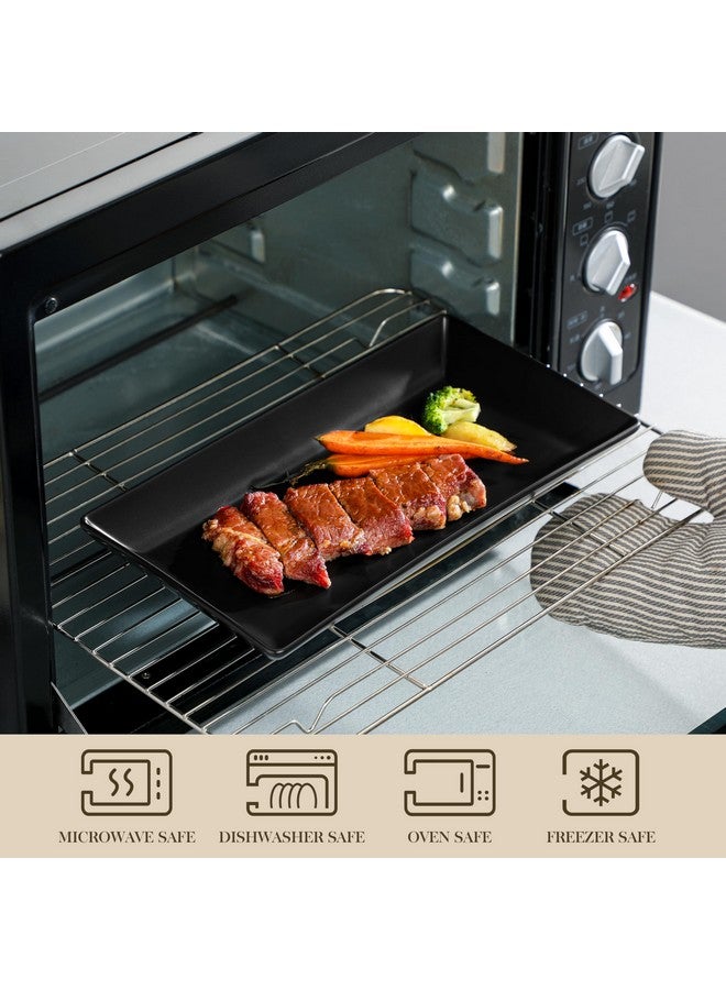 MALACASA 3 Tier Serving Trays for Party, Stoneware Serving Platters and Trays, 12 Inch Tiered Tray Stand, Fruit Tray, Trays for Serving Food, Black Dessert Stand with Collapsible Sturdier Metal Rack - Image 4