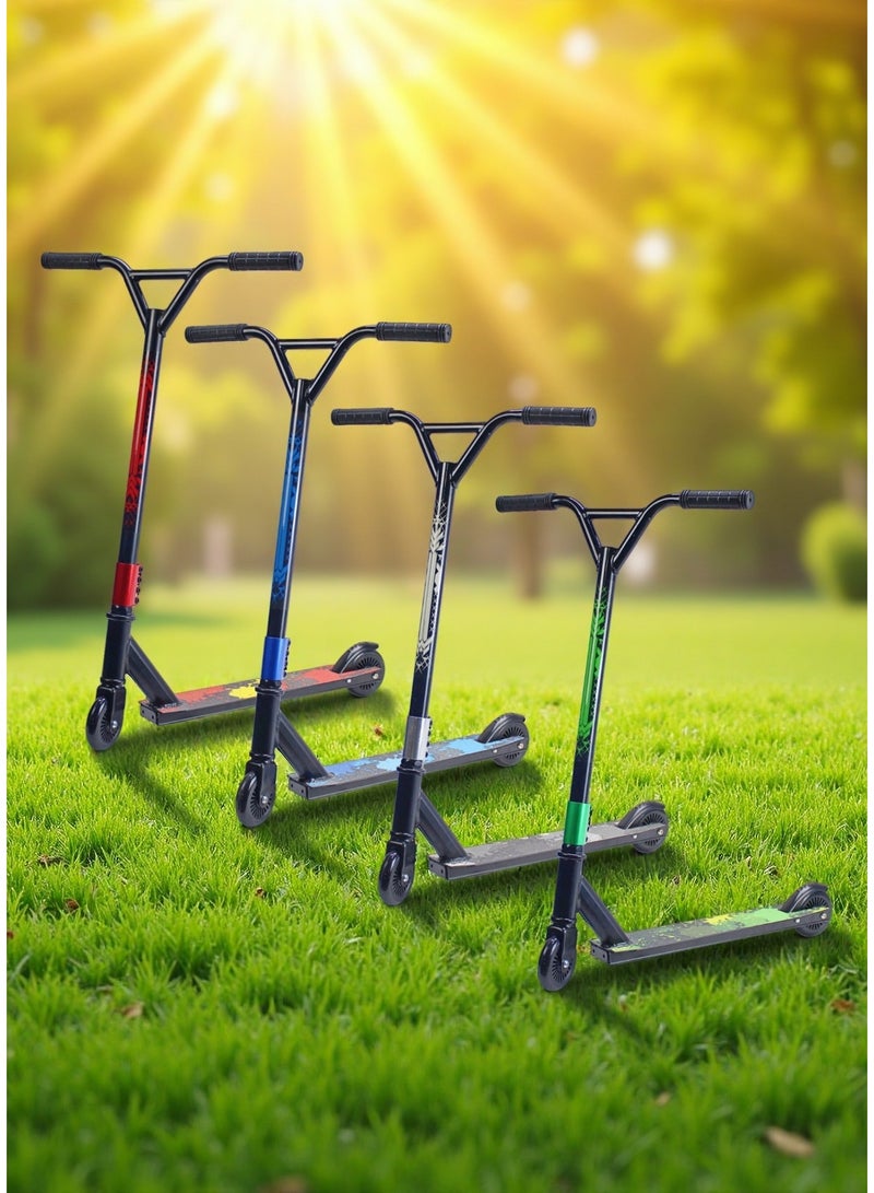 2 Wheels Stunt Scooter–Pro Scooter for Tricks With Aluminium Grip Tape Deck, 110 mm Aluminium Wheels, Wide T-Tube Handlebars, Steel Brake, Lightweight 360 Degree Stunts. For Beginner and Intermediate Level. - Image 4