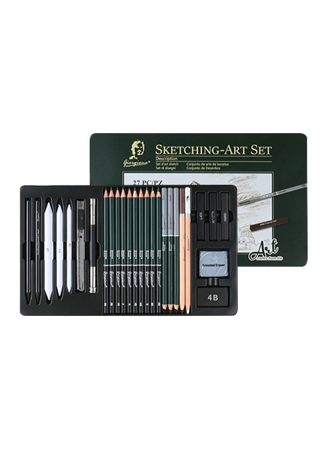 Generic - 27pcs Professional Sketch Pencil Set with Metal Box – Unbreakable Fade-Proof Sketch Pen & Charcoal Pencil, Ergonomic Grip – Art Supplies for Beginners, Students, Artists & Designers - Image 1