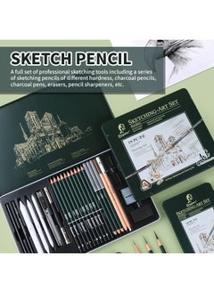 Generic 27pcs Professional Sketch Pencil Set with Metal Box – Unbreakable Fade-Proof Sketch Pen & Charcoal Pencil, Ergonomic Grip – Art Supplies for Beginners, Students, Artists & Designers  - Image 2