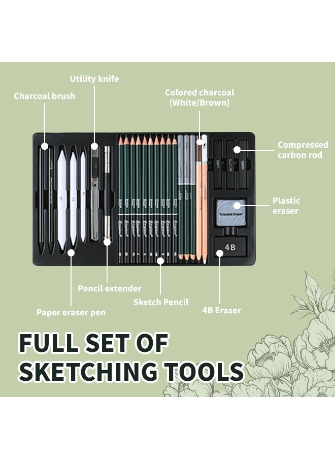 Generic - 27pcs Professional Sketch Pencil Set with Metal Box – Unbreakable Fade-Proof Sketch Pen & Charcoal Pencil, Ergonomic Grip – Art Supplies for Beginners, Students, Artists & Designers - Image 1