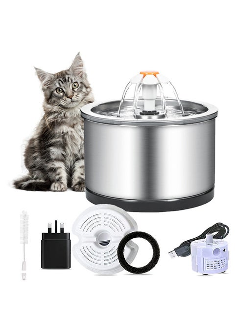 Stainless Steel Pet Water Fountain,Smart Silent Pet Water Dispenser for Cats and Dogs and other pets (Stainless Steel water fountain)