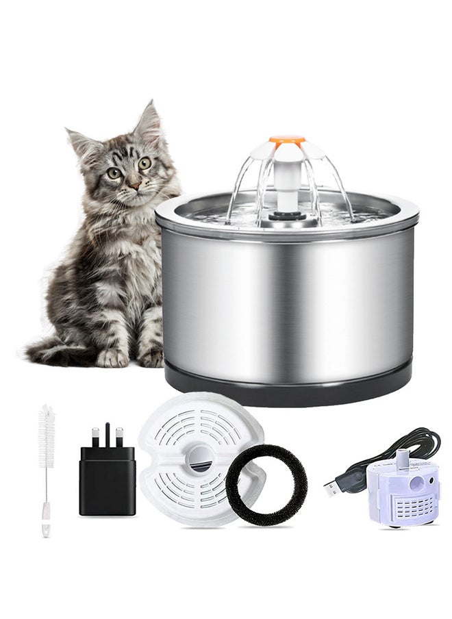 Stainless Steel Pet Water Fountain,Smart Silent Pet Water Dispenser for Cats and Dogs and other pets (Stainless Steel water fountain)