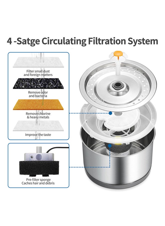Stainless Steel Pet Water Fountain,Smart Silent Pet Water Dispenser for Cats and Dogs and other pets (Stainless Steel water fountain)