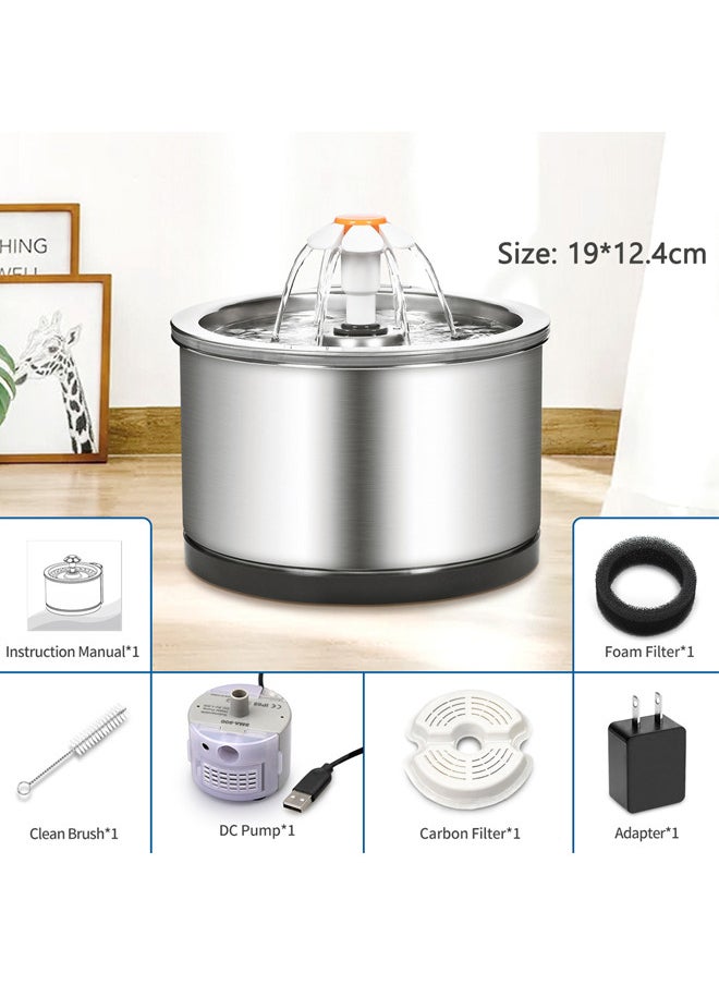 Stainless Steel Pet Water Fountain,Smart Silent Pet Water Dispenser for Cats and Dogs and other pets (Stainless Steel water fountain)