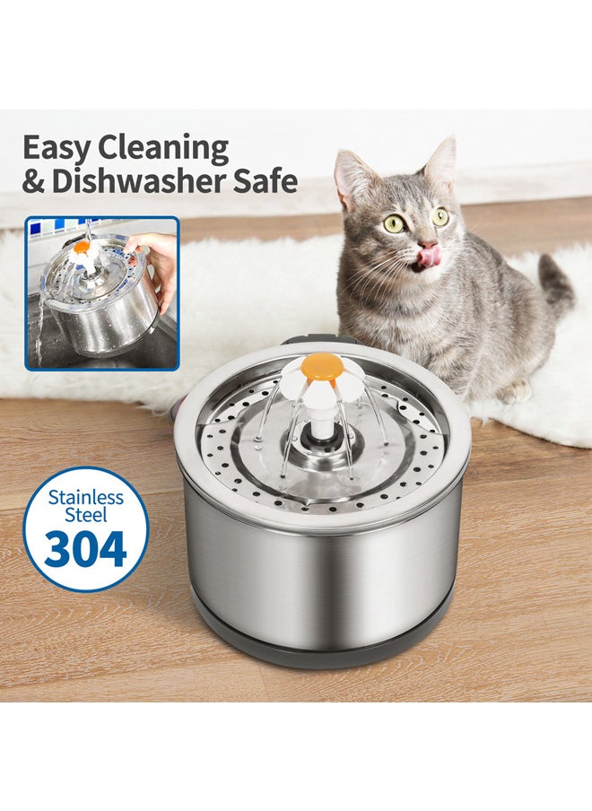 Stainless Steel Pet Water Fountain,Smart Silent Pet Water Dispenser for Cats and Dogs and other pets (Stainless Steel water fountain)