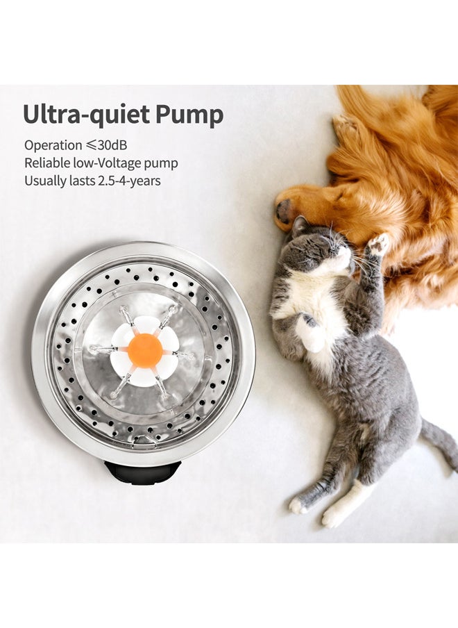 Stainless Steel Pet Water Fountain,Smart Silent Pet Water Dispenser for Cats and Dogs and other pets (Stainless Steel water fountain)