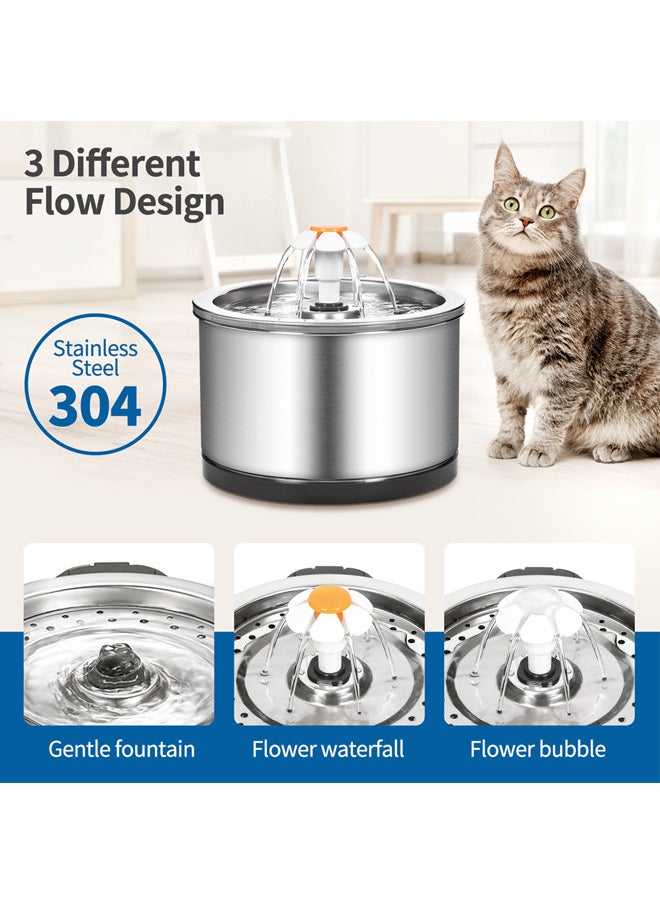Stainless Steel Pet Water Fountain,Smart Silent Pet Water Dispenser for Cats and Dogs and other pets (Stainless Steel water fountain)