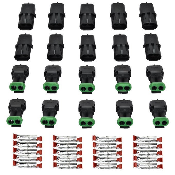 10 Kit 2 Pin Waterproof Connector For 2014 Awg Wire Harness 25Mm Series Automotive Electrical Plugs With Replacement Terminal Pins Sockets And Spudger