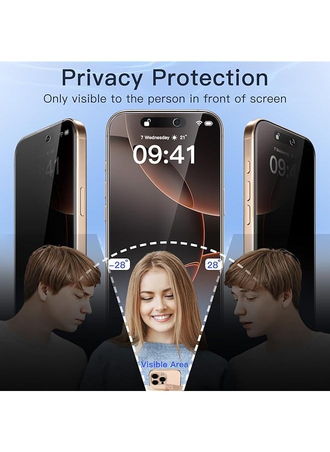 Jetech Privacy Screen Protector For Iphone 16 Pro Max 6.9 Inch With Camera Lens Protector Anti Spy Tempered Glass Film Easy Installation Tool 2 Pack Each  - Image 3