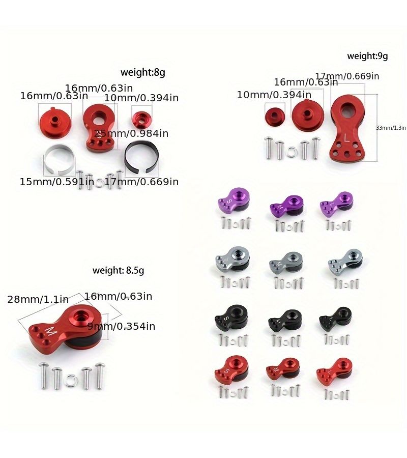 Model M Purple 25T Aluminum Alloy S Style Three Hole Five Hole Adjustable Torque Servo With Protective Load Relief Design Servo Adjustment Arm - Image 2