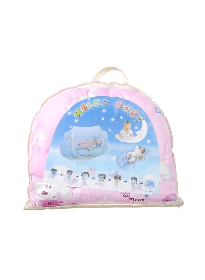 Arabash Baby Mosquito Net Bed, Soft Cartoon Infant Sleeping Mat with Netting, Foldable Baby Crib Bassinet for Newborn, Travel Portable Baby Nest - Pink - Image 5