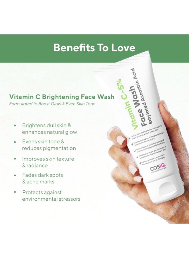 CosIQ Cos-IQ 5% Vitamin C Face Wash Pack of 2 x 100ml For Glowing And Brightening Skin | All Skin Types | Fight Acne, Dark Sport, Hyperpigmentation & Sun Sports|Multi-Action Formula Facewash For Women & Men - Image 3
