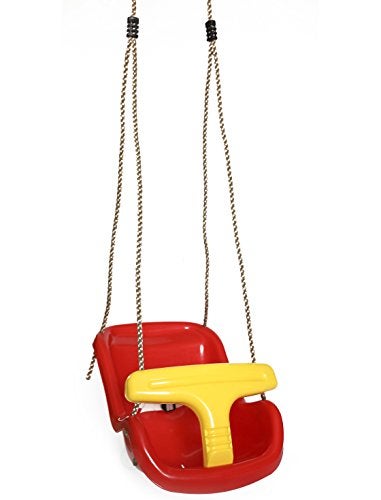 PLAYBERG Red Plastic Baby and Toddler Swing Seat with Hanging Ropes - Image 1