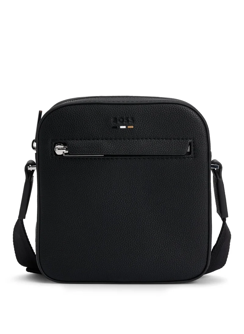 BOSS Grained faux-leather reporter bag with signature trims