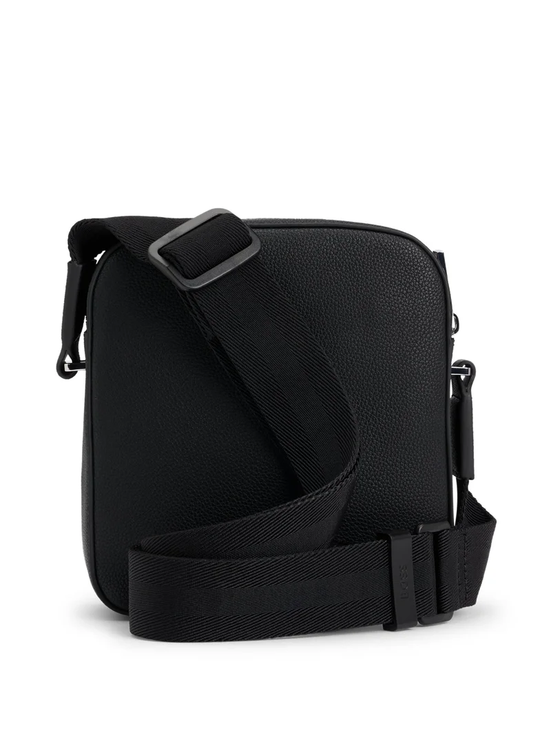 BOSS Grained faux-leather reporter bag with signature trims