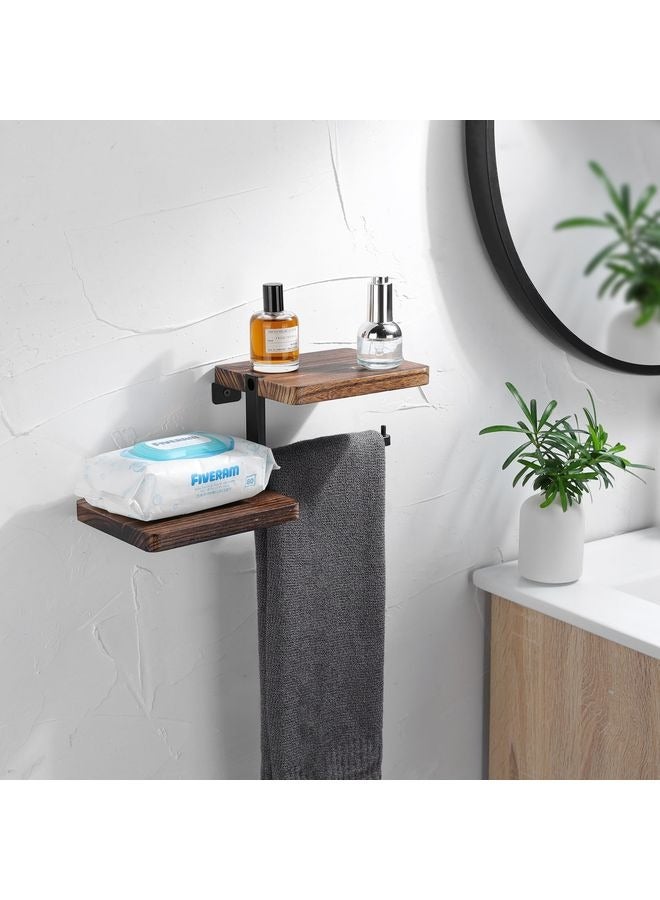 هومستر حامل ورق المراحيض الخشبية المثبتة على الحائط -حامل مناديل الحمام حامل الدحرجة حامل الجدار الخشبي حامل ورق المراحيض مع الرف - Image 5