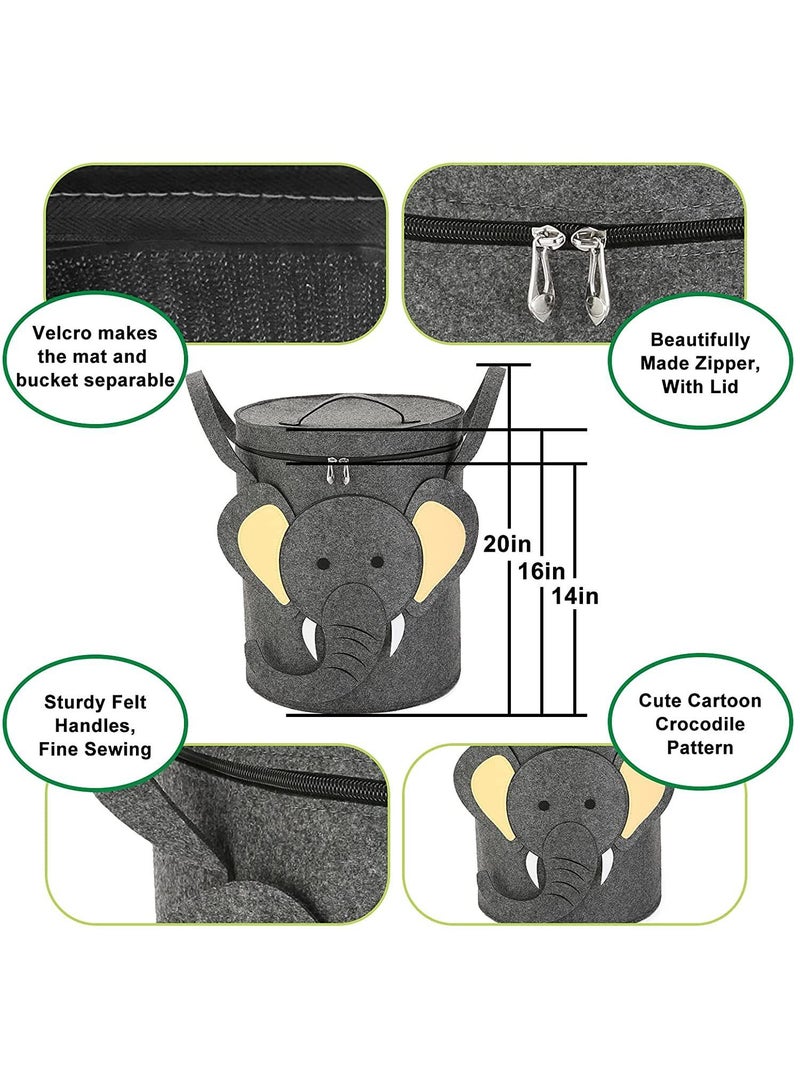Y&D Felt Storage Bag Toy Game Mat 2-In-1 Drawstring Toy Storage Bag  - Image 3