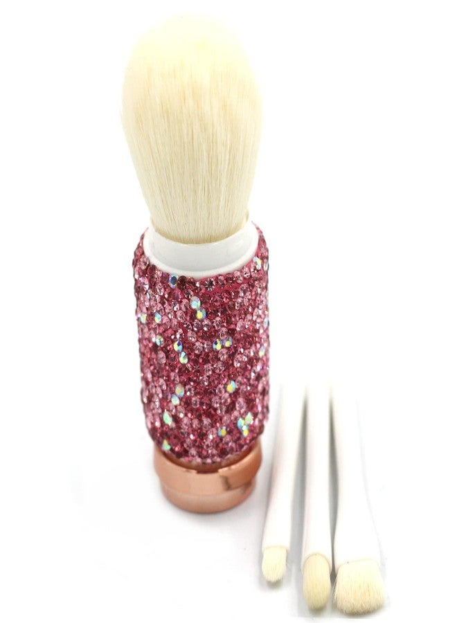 Bestbling Bling bling Rhinestones Mini Makeup Brush Set for Eyes and Face - 4 in 1 Portable Makeup Brush Set with Extendable Handle (Pink) - Image 4