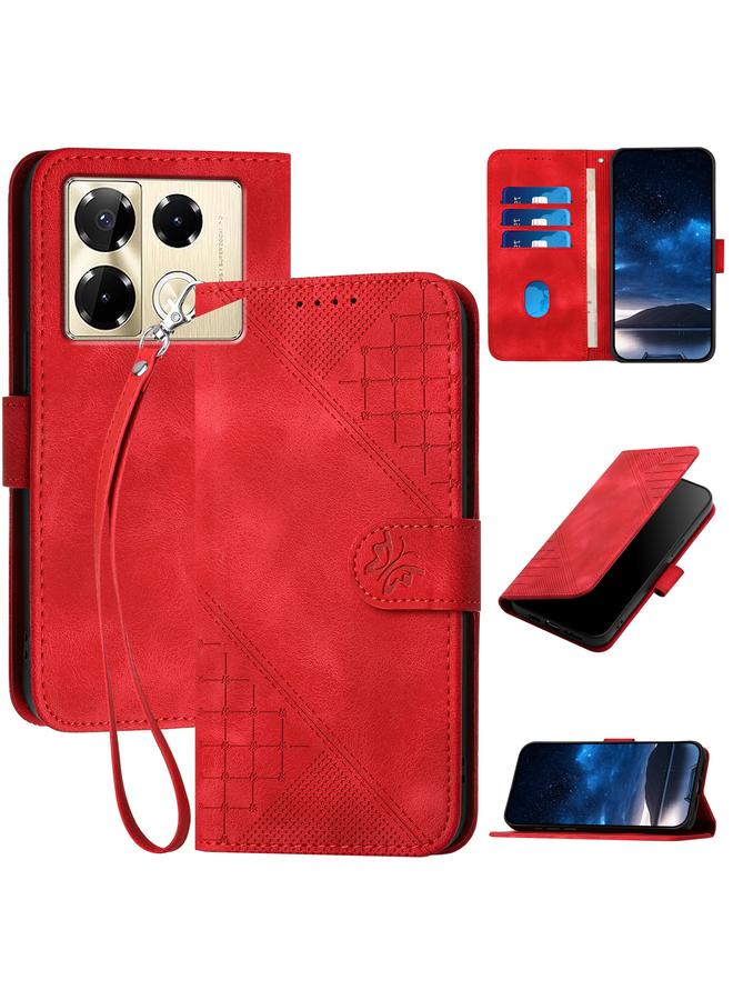 Zaboon Case For Infinix Note 40 Pro 4G / 5G Grid Butterfly Embossed Pattern Leather Phone Case with Lanyard - Image 1