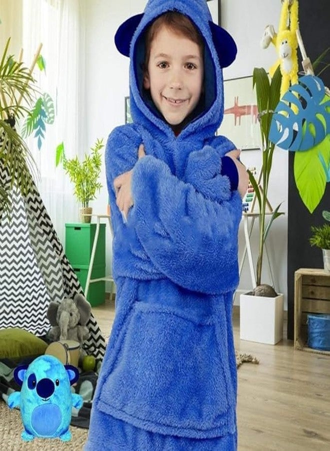 LASALE Children’s Soft Plush Toy Hoodie Cute Animal Ultra Soft Hoodie Fleece Winter Wear for Boys & Girls (Blue) - Image 5